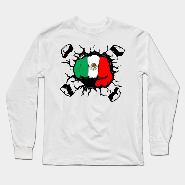 Mexico Mexican Fist Punch Break Wall Flag Country World Nation Map Sign Symbol , White Woman Tells Latinx Woman , 'Go Back to Mexico' | , go back to mexico shirt Long Sleeve T-Shirt by OsOsgermany